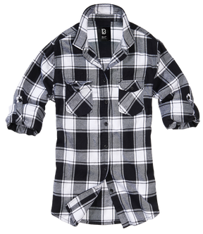 Women Amy Flannel Shirt Long Sleeve white-black