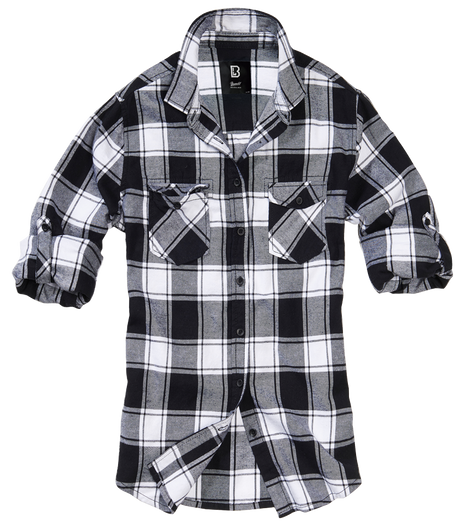Women Amy Flannel Shirt Long Sleeve white-black