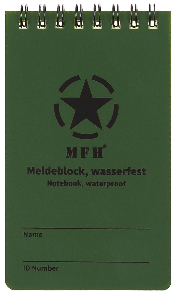 Meldeblock, wasserfest, klein, Spiralbindung, 7,5 x 13 cm