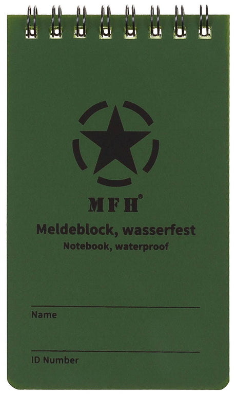 Meldeblock, wasserfest, klein, Spiralbindung, 7,5 x 13 cm
