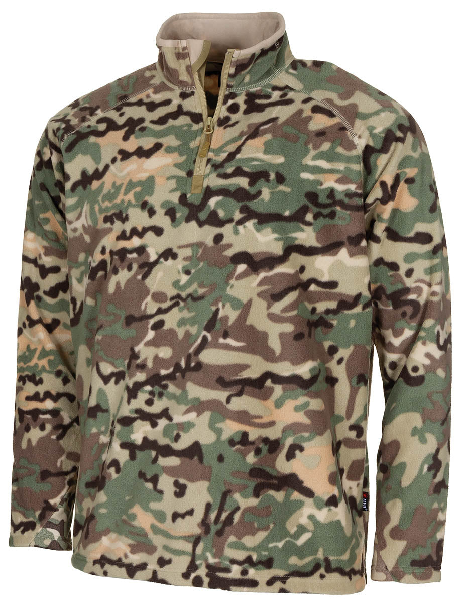 Shirt, "Troyer", Microfleece, langarm, op.-camo, 200 g/m²