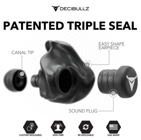 Decibullz - Custom Molded Earplugs Gehörschutzstöpsel schwarz (SNR=27db)
