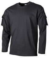 US Shirt, langarm, schwarz, mit Ärmeltaschen