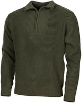Pullover, "Troyer", oliv, mit Reissverschluss