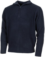 Pullover, "Troyer", blau, mit Reissverschluss
