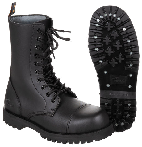 Stiefel, 10-Loch,"Pure Trash", schwarz, Stahlkappe, Schrauben