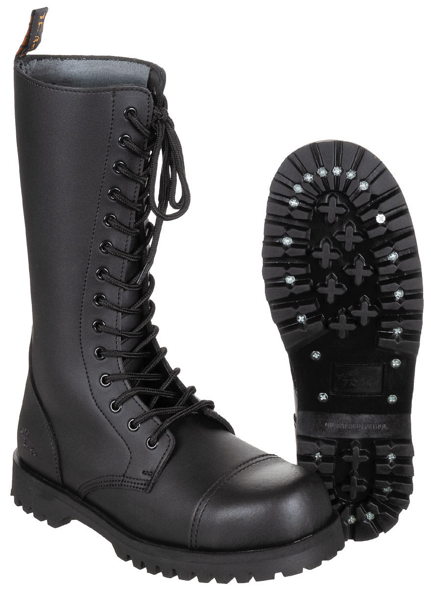 Stiefel, 14-Loch,"Pure Trash", schwarz, Stahlkappe, Schrauben