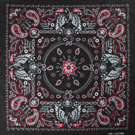 Bandana, schwarz/rot Paisley, Gr. 54 x 54 cm, Baumwolle