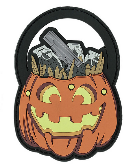 Klettabzeichen Trick or Treat - orange