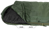 Bekleidung, Mantel, Jacke, Weste, Zelt, Daunenjacke, Reißverschluss, Außenfarbe grün, Innenfutter schwarz, Schultergurt