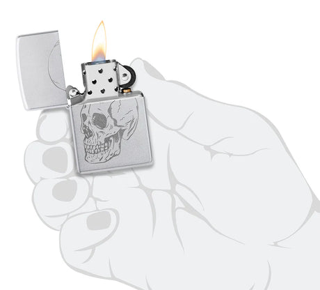 Zippo Feuerzeug - Dezenter Totenkopf (satin chrome)