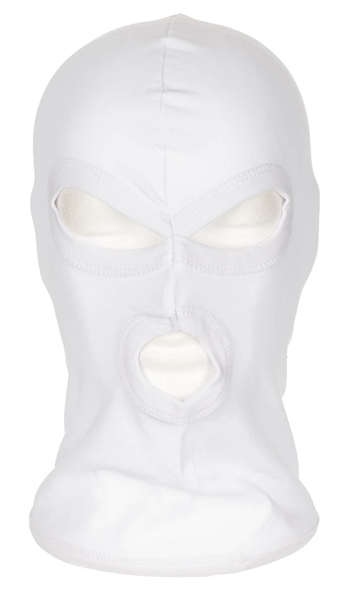 Balaclava, 3-Loch, dünn, weiss, 100 % Baumwolle