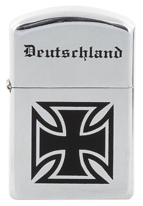 Benzin-Sturmfeuerzeug, chrom poliert, "Deutschland", unbef.