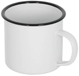 Emaille-Tasse, weiss-schwarz, ca. 350 ml