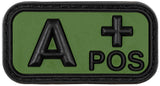 Klettabzeichen, schwarz-oliv, Blutgruppe "A POS", 3D