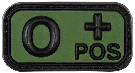 Klettabzeichen, schwarz-oliv, Blutgruppe "O POS", 3D