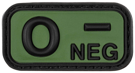 Klettabzeichen, schwarz-oliv, Blutgruppe "O NEG", 3D