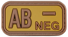 Klettabzeichen, braun-khaki, Blutgruppe "AB NEG", 3D