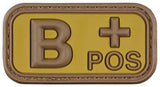 Klettabzeichen, braun-khaki, Blutgruppe "B POS", 3D