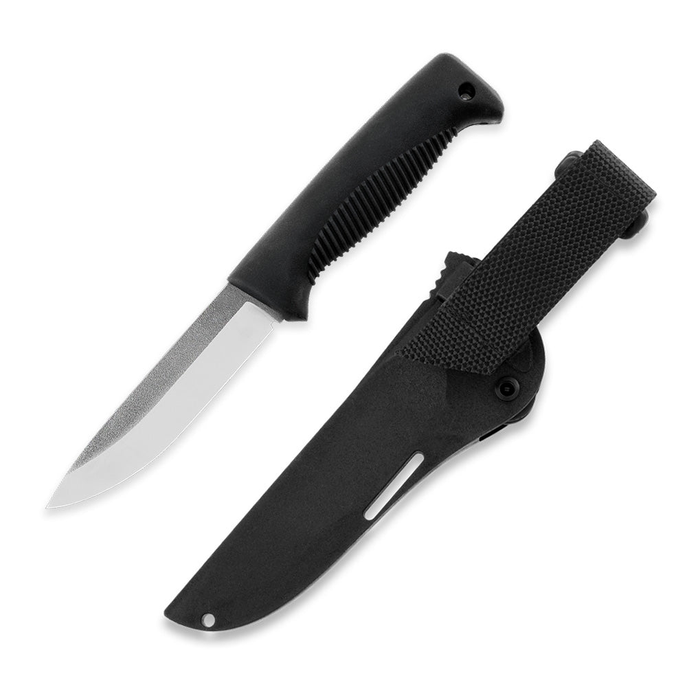 M07 N690 Ranger Puukko schwarz, unbeschichtet, Kompositscheide (schwarz)
