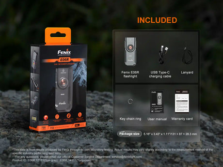 Fenix - E06R Schlüsselanhänger-Taschenlampe mit UV & Laser, grau (700 Lumen)