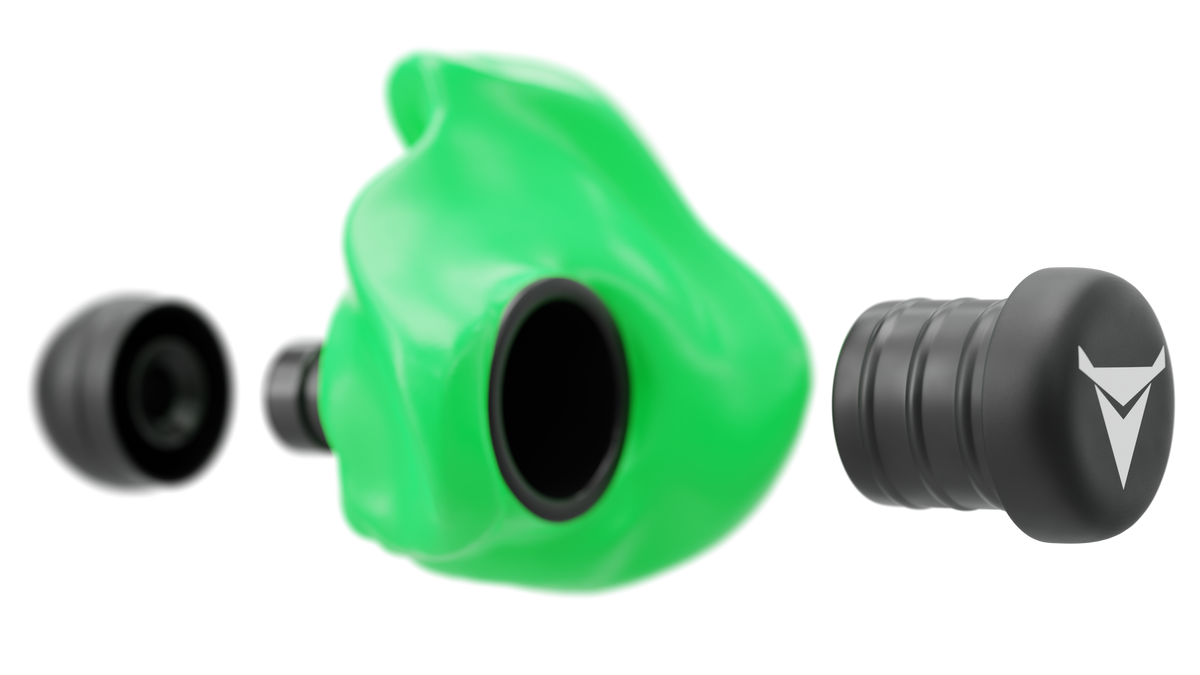 Decibullz - Custom Molded Earplugs Gehörschutzstöpsel grün (SNR=27db)