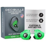Decibullz - Custom Molded Earplugs Gehörschutzstöpsel grün (SNR=27db)