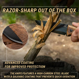 BeaverCraft - BSH3 Bushcraft-Messer mit Lederscheide (Kohlenstoffstahl)