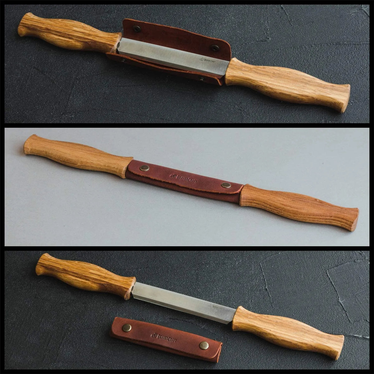 BeaverCraft - DK1S Zugmesser mit Lederscheide