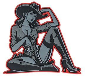 Klettabzeichen Cowgirl - grau
