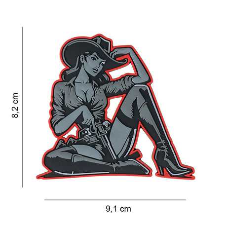 Klettabzeichen Cowgirl - grau