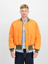 jacke, bomberschnitt, orange, reversband, knopfverschluss
