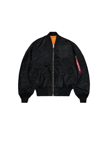 Bomberjacke, Schwarz, Reißverschluss, Kragenrib, Puffärmel