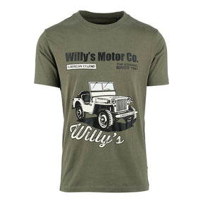 t-shirt, grafik, auto, militärgrün, jeep