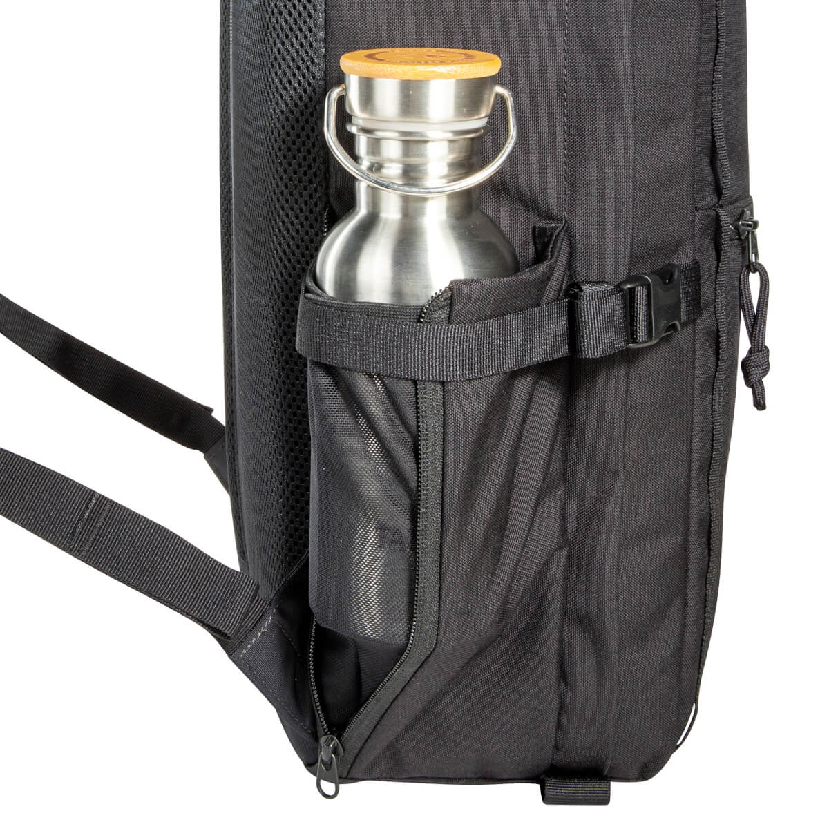 Rucksack, Flasche, Seitentasche, Tragegurte, Reißverschluss