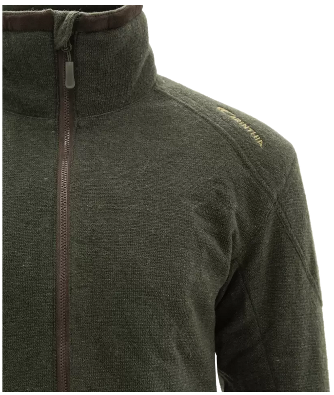 fleece, zipper, high collar, olive, long sleeve