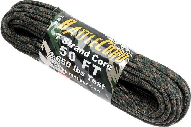 Paracord, 27-str Strand, 50 ft, Tarnung, Battlecord, Paracord, Taktkordel, Stärke 50 ft, 7-Strand, Kunststoffummantelung, par