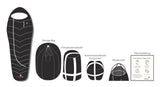 Schlafsack, Kompressionsbeutel, Aufbewahrungstasche, Moskitzonetz, Waschanleitung