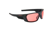 Sportbrille, Sonnenbrille, Rotmutig, Rahmen Kunststoff, rosafarbene Gläser