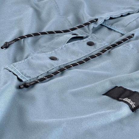 Hoodie, Drawstring, Light blue, Snaps, Label
