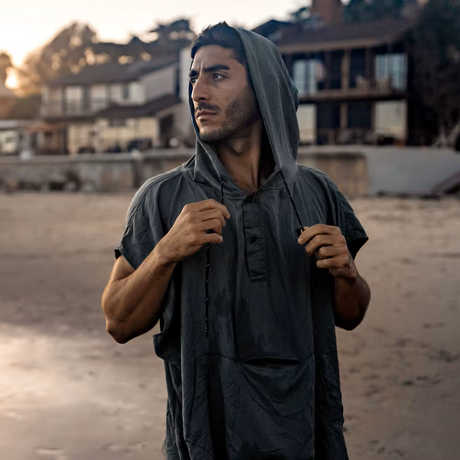 Hoodie, Hooded poncho, Dunkelgrau, Casual-Außenbekleidung, Vordertasche