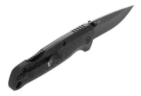 Taschenmesser, Klappmesser, Schwarzes Messer, Klinge, Griff mit Griffschale