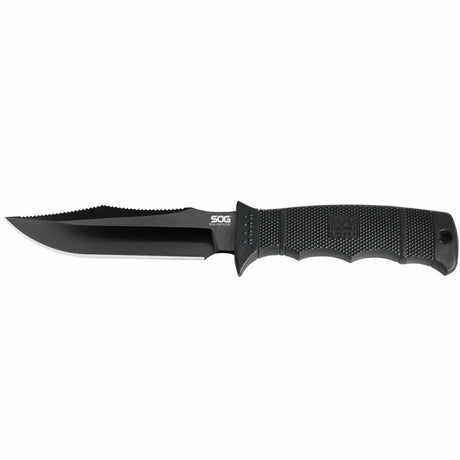 Taktischer Messer, Fixed Blade, Schwarze Klinge, Zahnte Zähnung am Rücken, G10 Griff