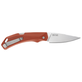 faltmesser, Klinge, oranger Griff, Zähnung, Verriegelung