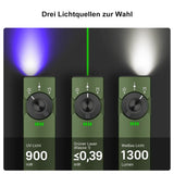 Arkfeld Pro Taschenlampe mit UV Licht, Laser und Weisslicht (schwarz)