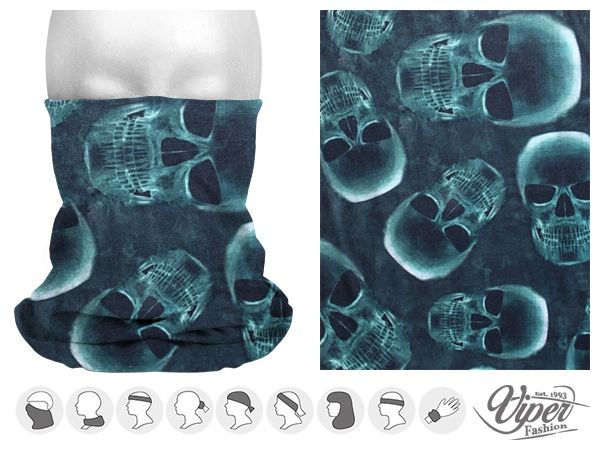 Mehrzweckschal 9 in 1, azurblau &quot;Skull&quot;