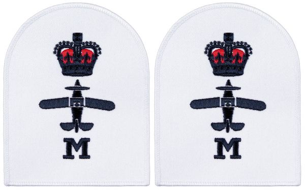 Brit. Stickabzeichen, weiss, &quot;ROYAL NAVY, M&quot;, neuw.