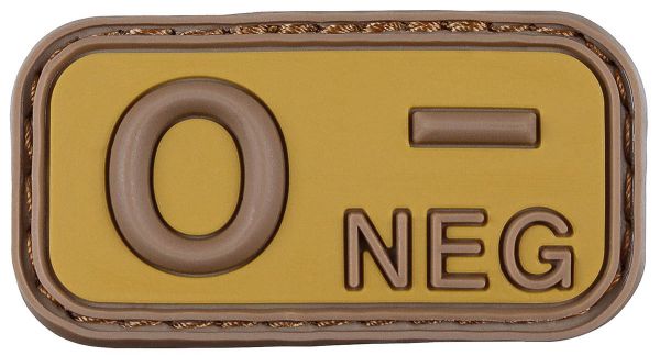 Klettabzeichen, braun-khaki, Blutgruppe &quot;O NEG&quot;, 3D
