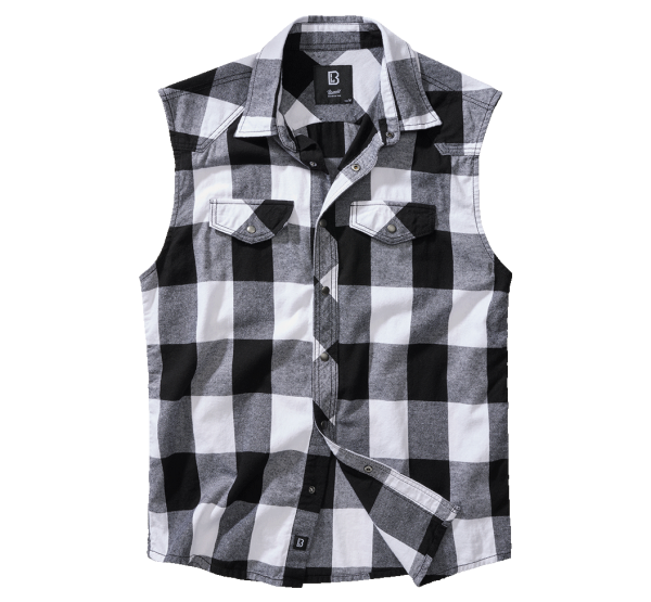 Brandit - Check Shirt Sleeveless white/black