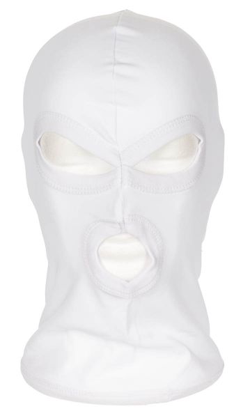 Balaclava, 3-Loch, dünn, weiss, 100 % Baumwolle